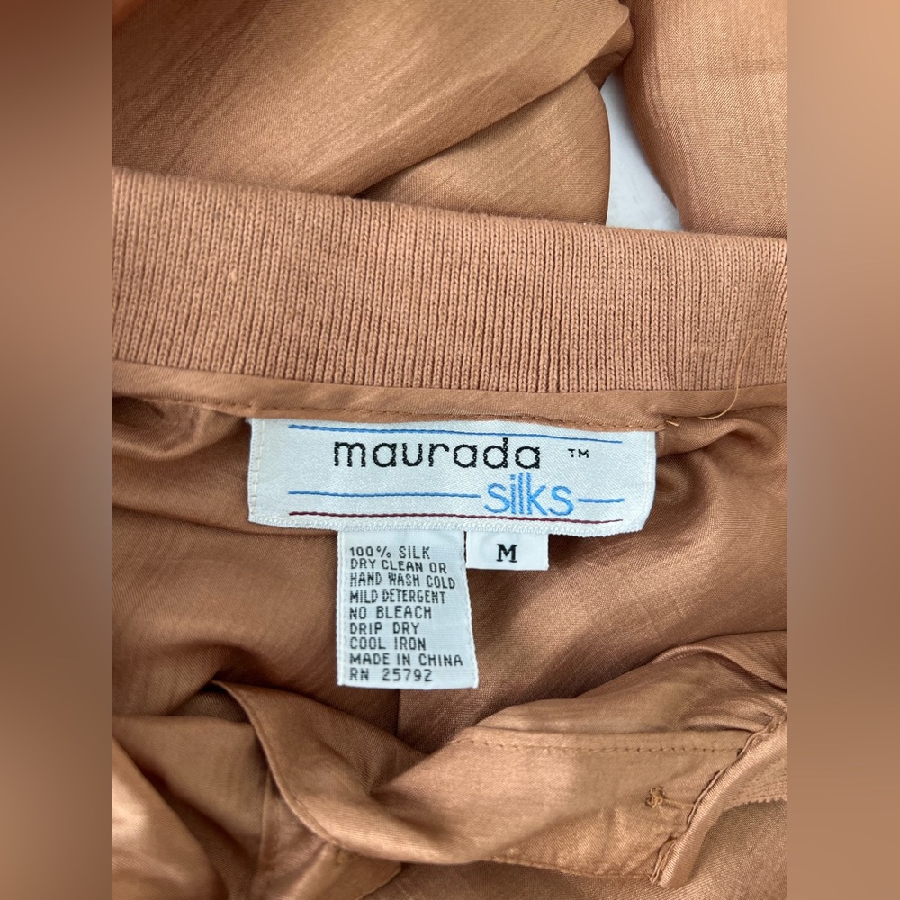 Women's Tan Button-Up Top 100% silk - Picture 4 of 4